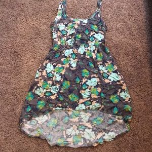 Flowery print hi-lo dress